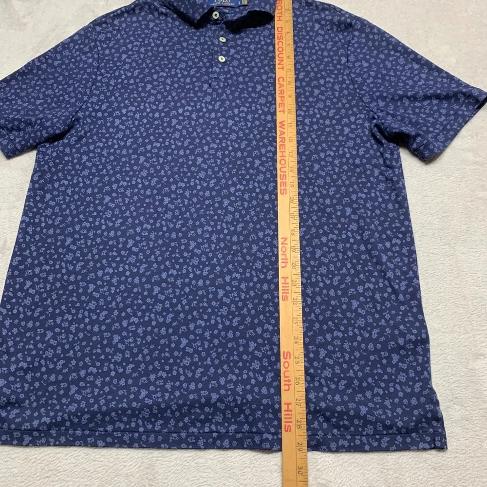 Recent Ralph Lauren Mens L Navy Blue Floral White Pony Pullover Polo Shirt‎